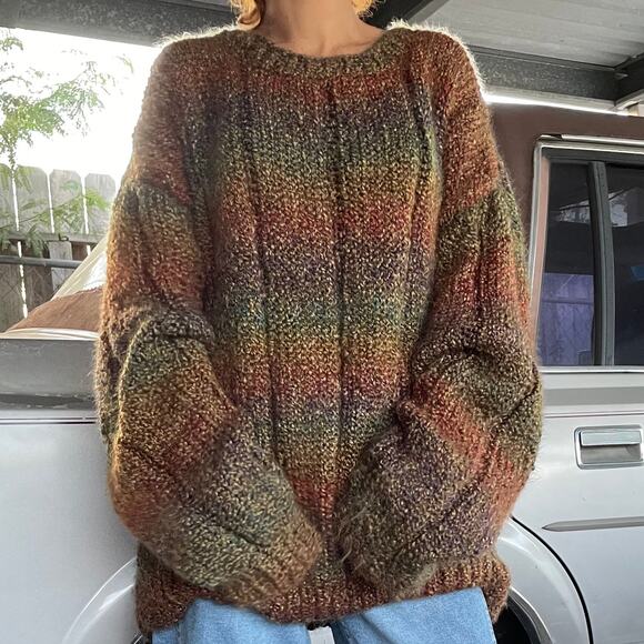 🔥Handmade Ombré Chunky Knit Boho Cottage Fairy Grunge Soft Sweater Unisex 1/2X - Picture 3 of 13